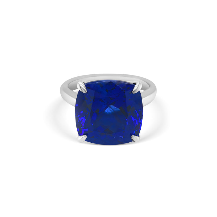 Cushion Cut Solitaire Tanzanite Ring