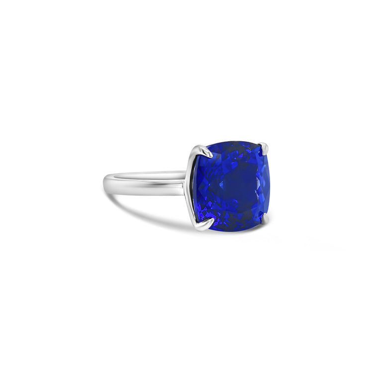 Cushion Cut Solitaire Tanzanite Ring