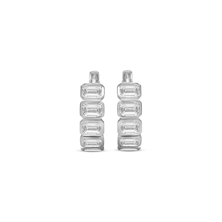 Emerald Cut Diamond Huggy Earrings