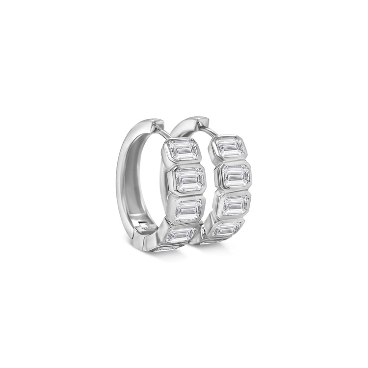 Emerald Cut Diamond Huggy Earrings