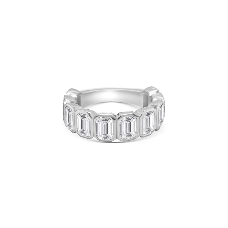 Emerald Cut Half Eternity Diamond Ring