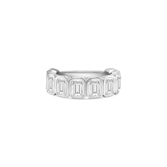 Emerald Cut Half Eterntity Diamond Ring