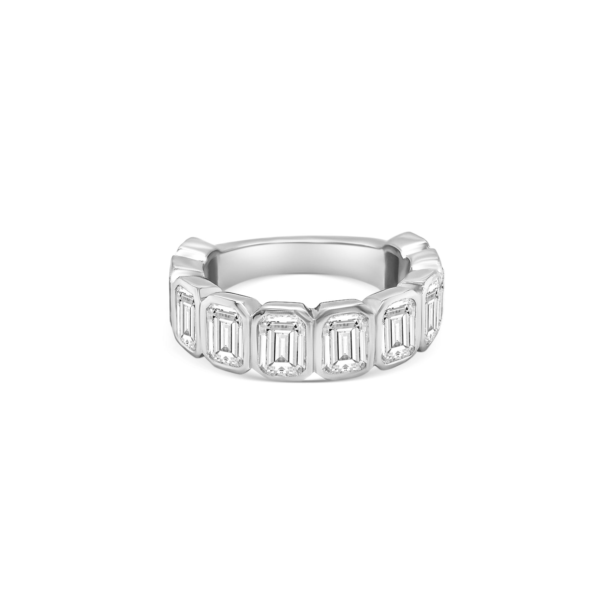 Emerald Cut Half Eterntity Diamond Ring