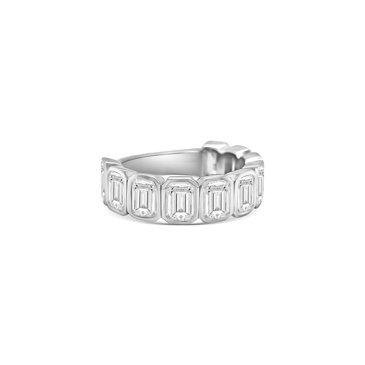Emerald Cut Half Eterntity Diamond Ring