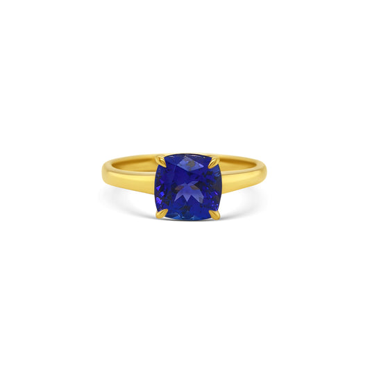 Cushion Cut Solitaire Tanzanite Ring