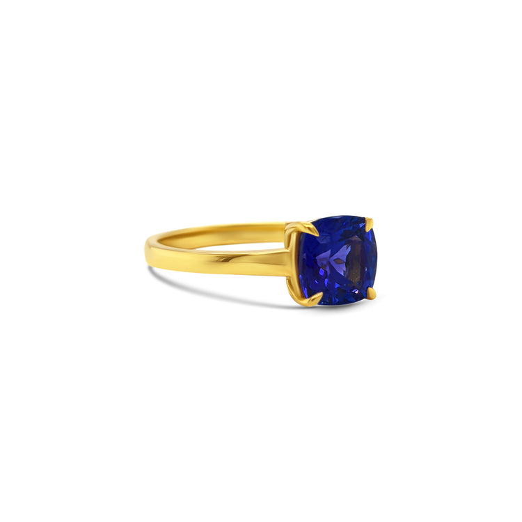 Cushion Cut Solitaire Tanzanite Ring