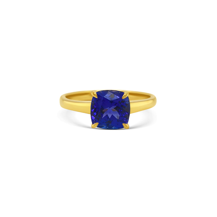 Cushion Cut Solitaire Tanzanite Ring