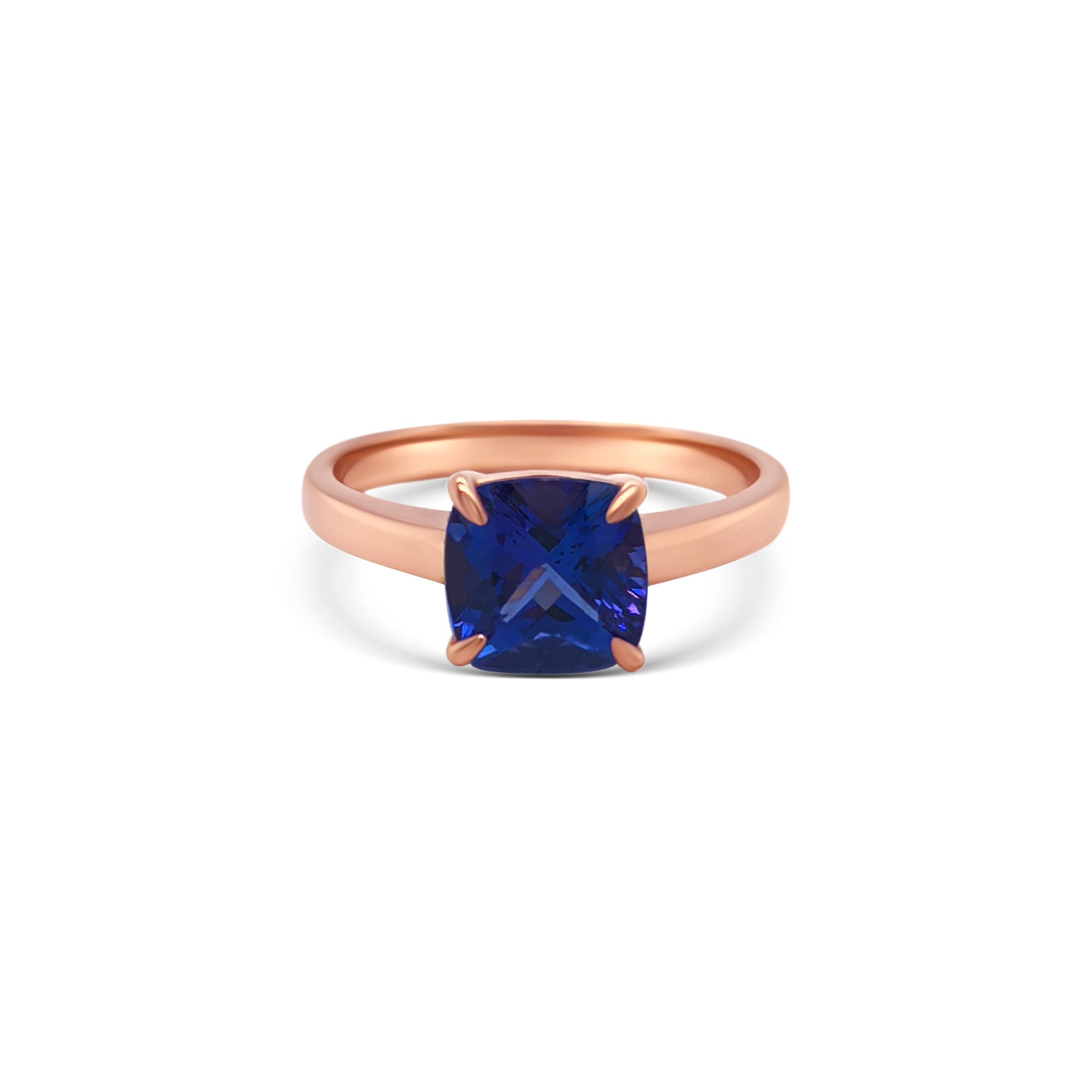 Cushion Cut Solitaire Tanzanite Ring