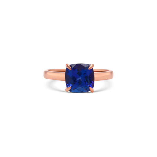 Cushion Cut Solitaire Tanzanite Ring