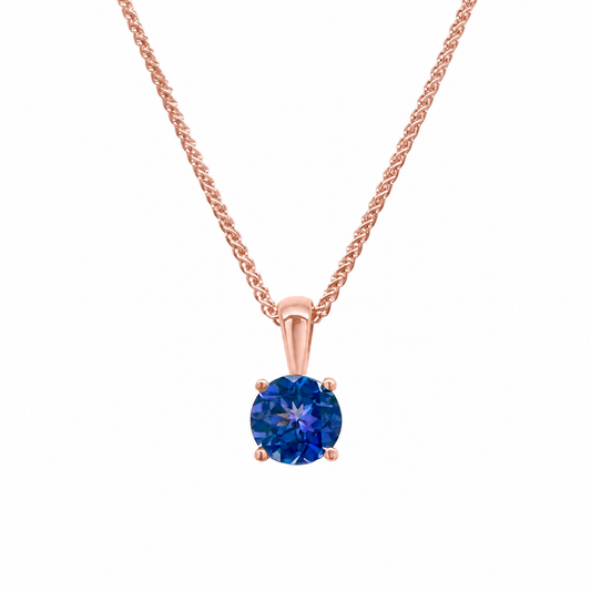 Round Tanzanite Solitaire Pendant