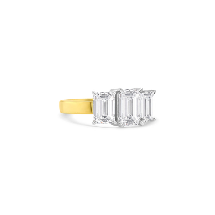 Emerald Cut Trilogy Diamond Ring