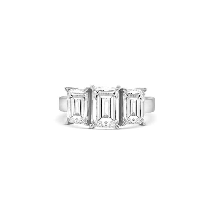 Emerald Cut Trilogy Diamond Ring