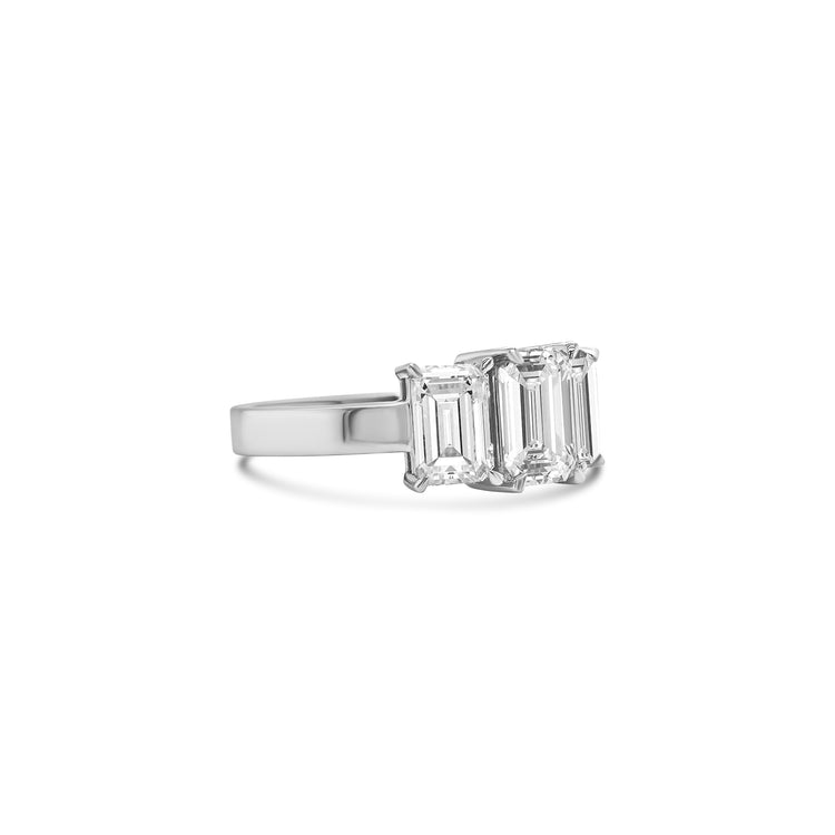Emerald Cut Trilogy Diamond Ring