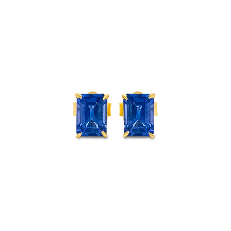 Emerald Cut Tanzanite Stud Earrings
