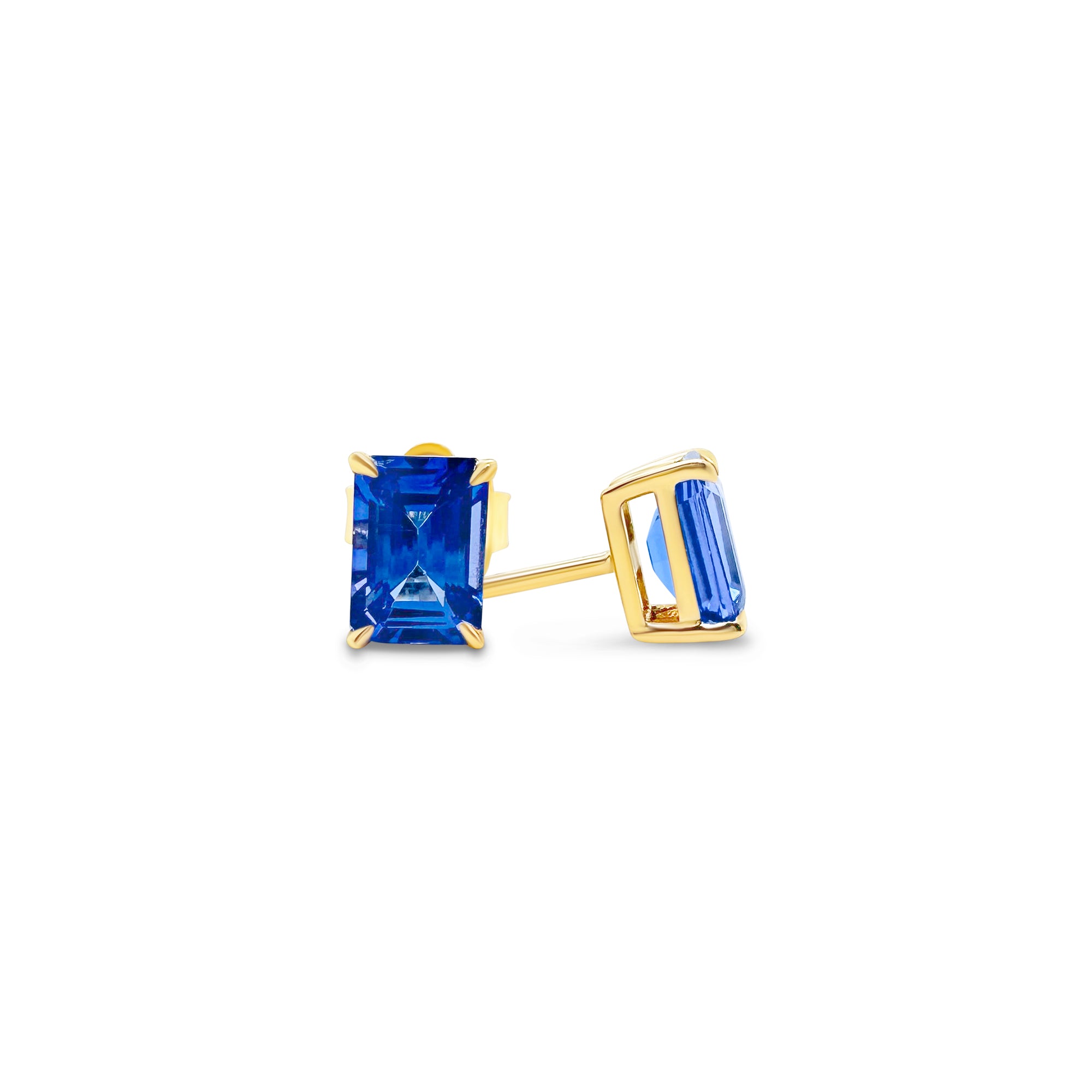 Emerald Cut Tanzanite Stud Earrings