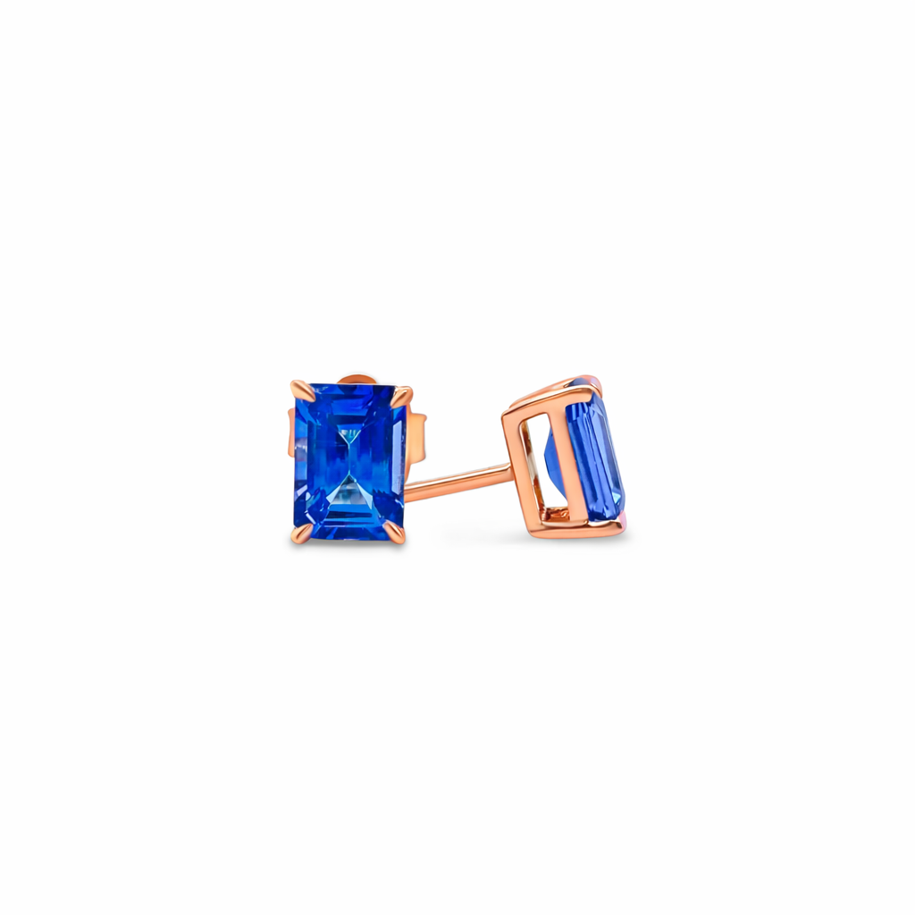 Emerald Cut Tanzanite Stud Earrings