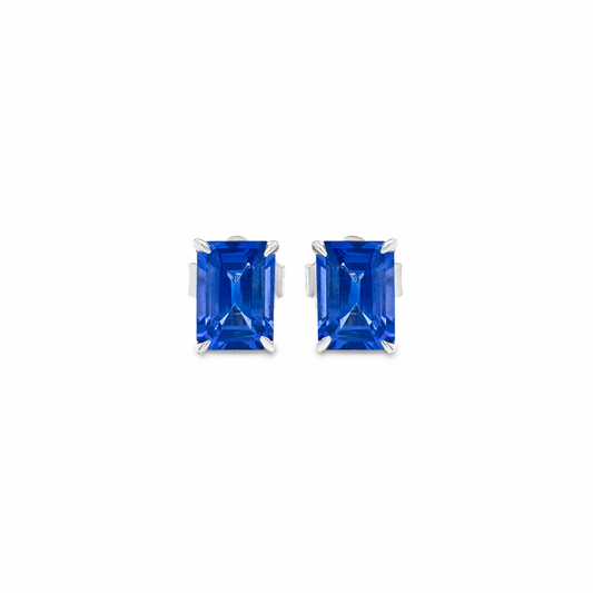 Emerald Cut Tanzanite Stud Earrings