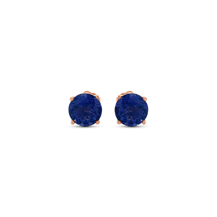 Round Cut Tanzanite Stud Earrings