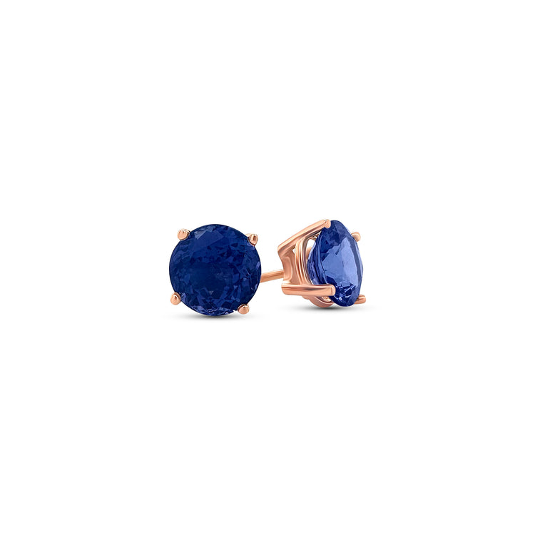 Round Cut Tanzanite Stud Earrings