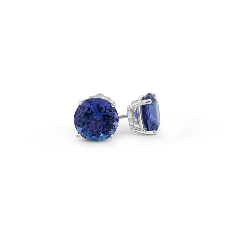 Round Cut Tanzanite Stud Earrings