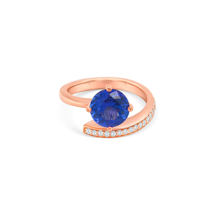 Round Cut Tanzanite & Diamond Ring