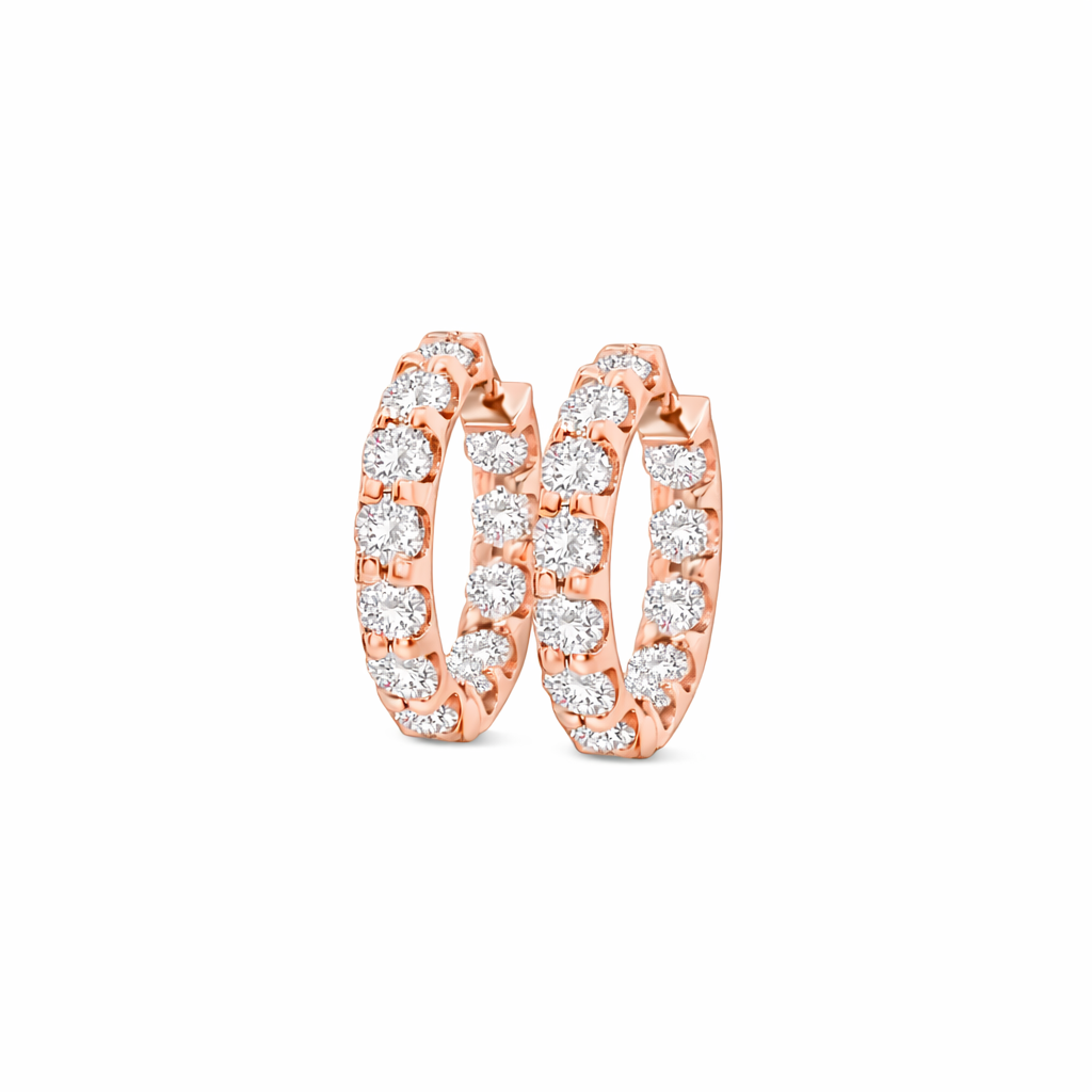 Round Brilliant Cut Diamond Huggy Earrings