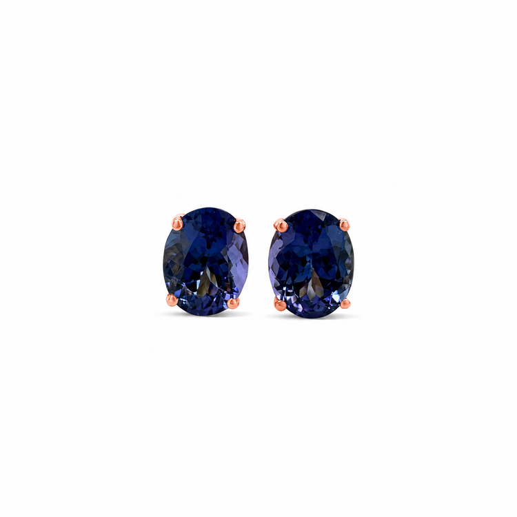 Oval Cut Tanzanite Stud Earrings