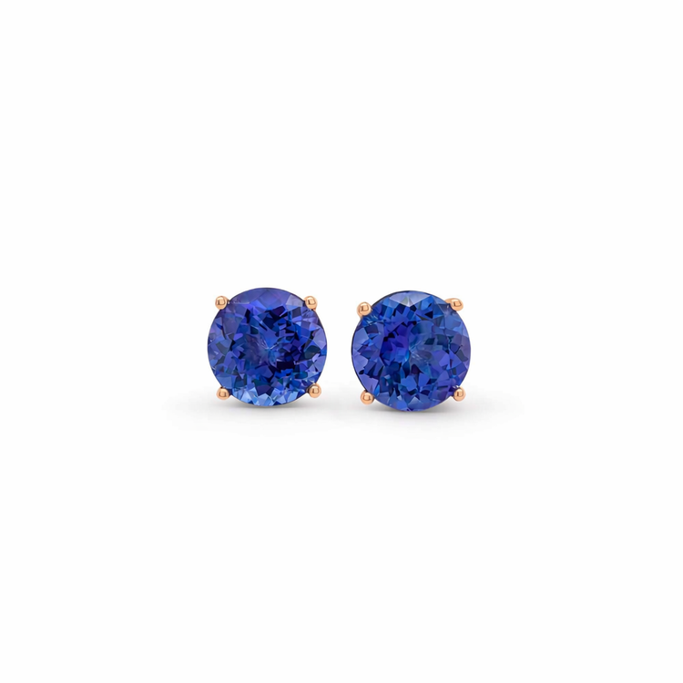 Round Cut Tanzanite Stud Earrings
