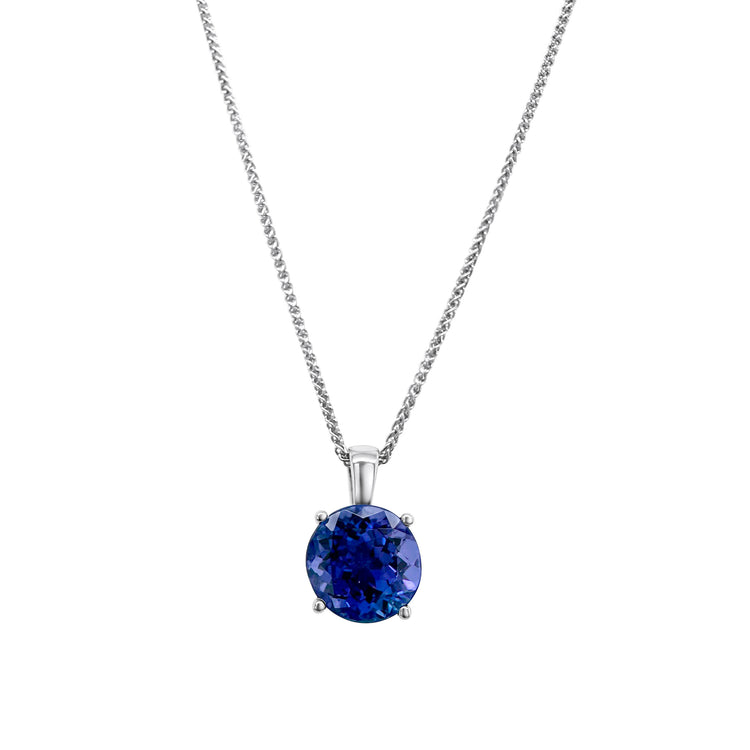 Round Cut Tanzanite Solitaire Pendant
