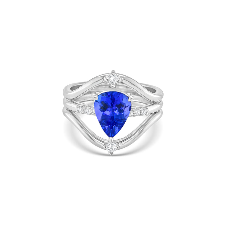 Pear Shape Tanzanite & Diamond Ring
