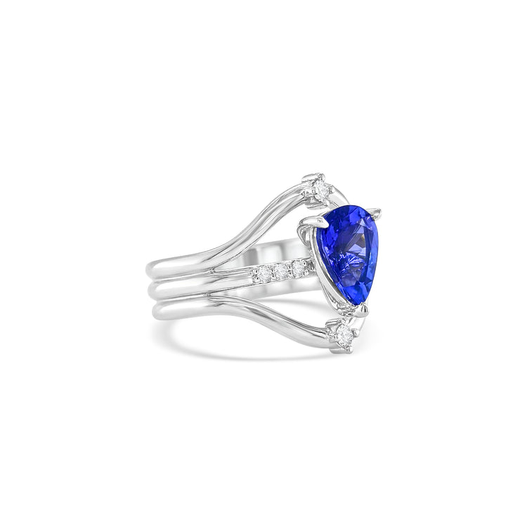 Pear Shape Tanzanite & Diamond Ring