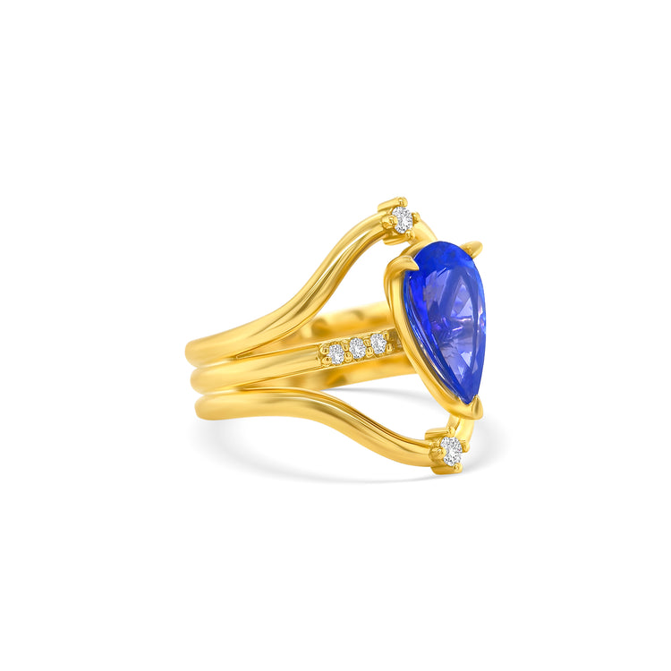 Pear Shape Tanzanite & Diamond Ring