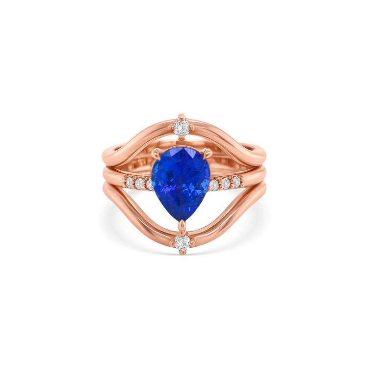 Pear Shape Tanzanite & Round Brilliant Diamond Ring