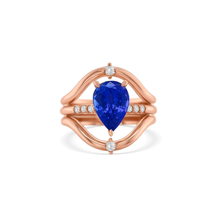 Pear Shape Tanzanite & Diamond Ring