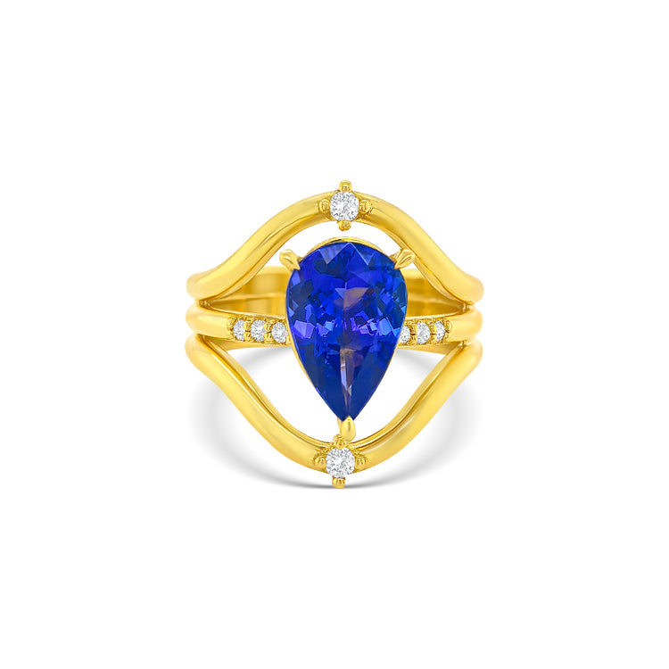 Pear Shape Tanzanite & Diamond Ring