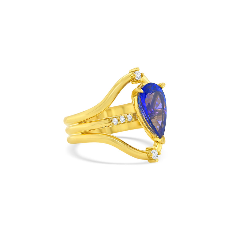 Pear Shape Tanzanite & Diamond Ring