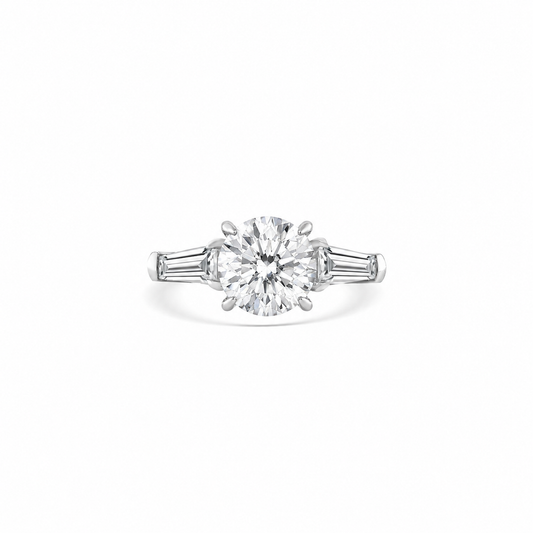 Round Brilliant Tapered Baguette Diamond Ring