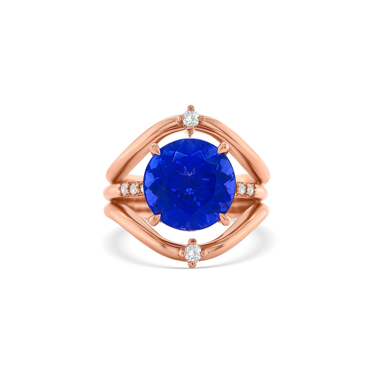 Round Cut Tanzanite & Diamond Ring