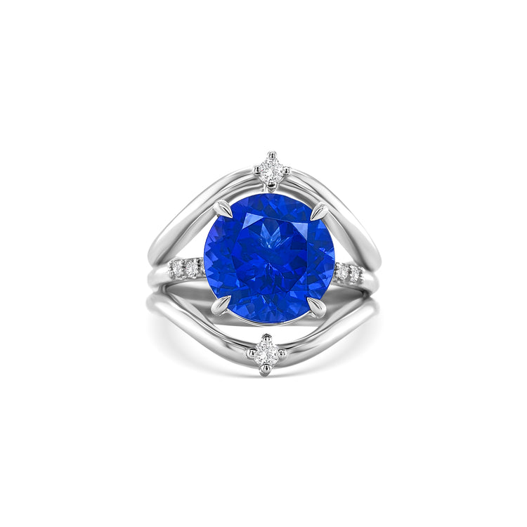 Round Cut Tanzanite & Diamond Ring
