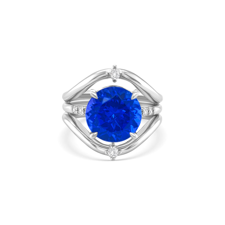 Round Cut Tanzanite & Diamond Ring