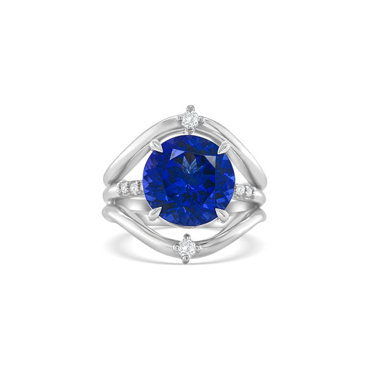 Round Tanzanite Dress Diamond Ring