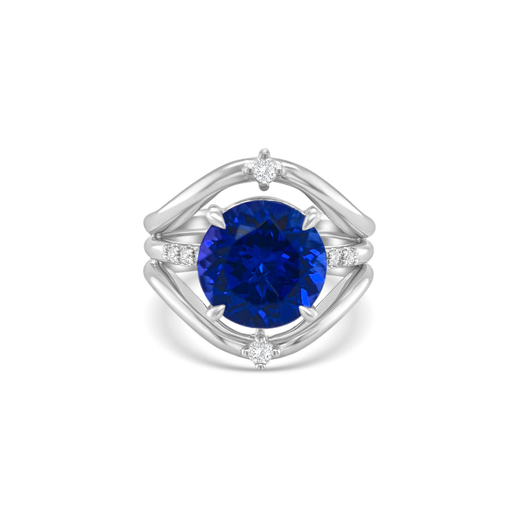 Round Tanzanite Dress Diamond Ring