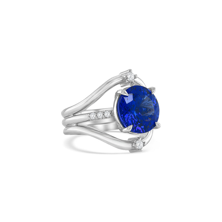 Round Tanzanite Dress Diamond Ring