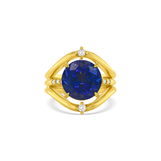 Round Tanzanite Dress Diamond Ring