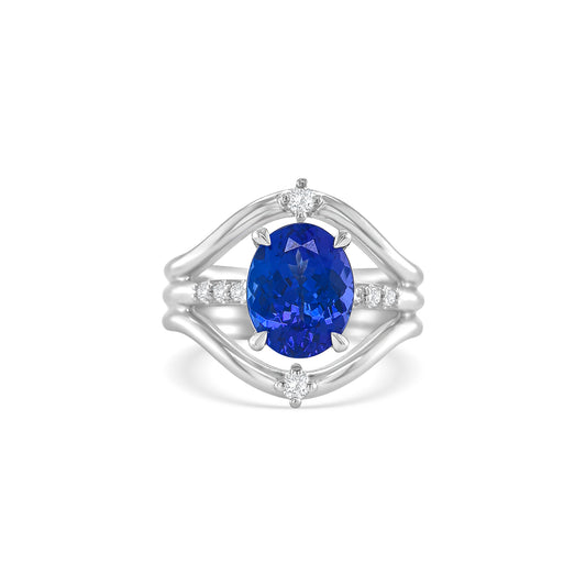Oval Cut Tanzanite & Diamond Ring