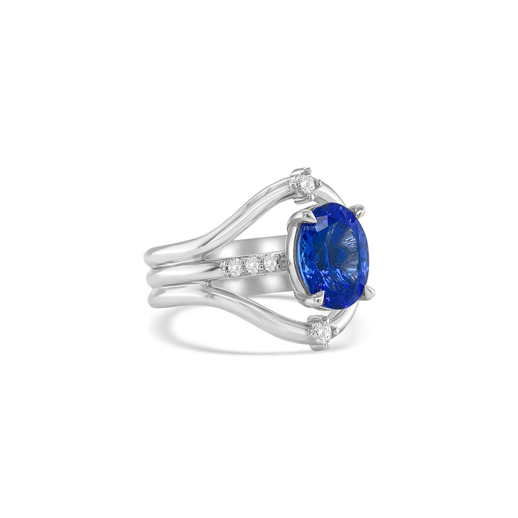 Oval Cut Tanzanite & Diamond Ring