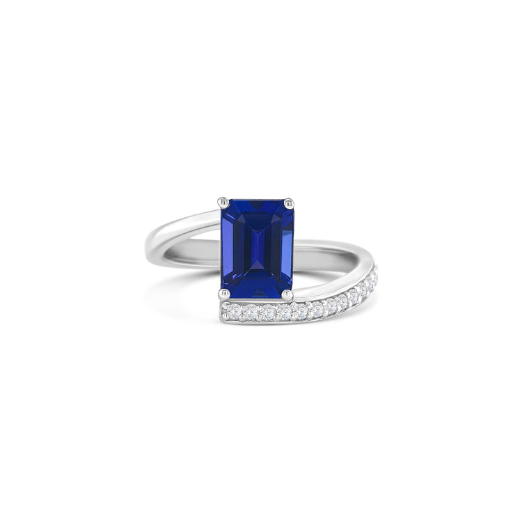 Emerald Cut Tanzanite & Diamond Ring