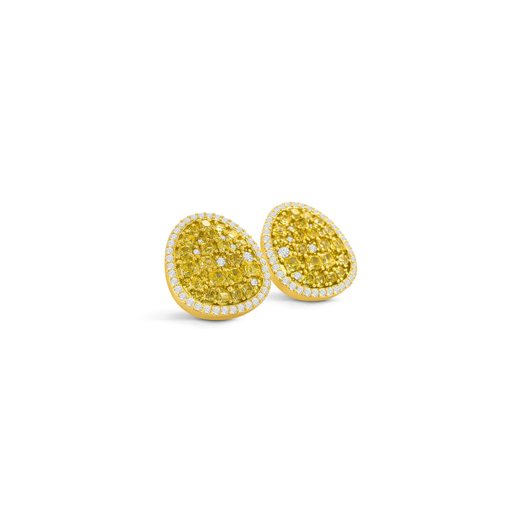 Fancy Intense Yellow Cushion Cut Diamond Stud Earrings
