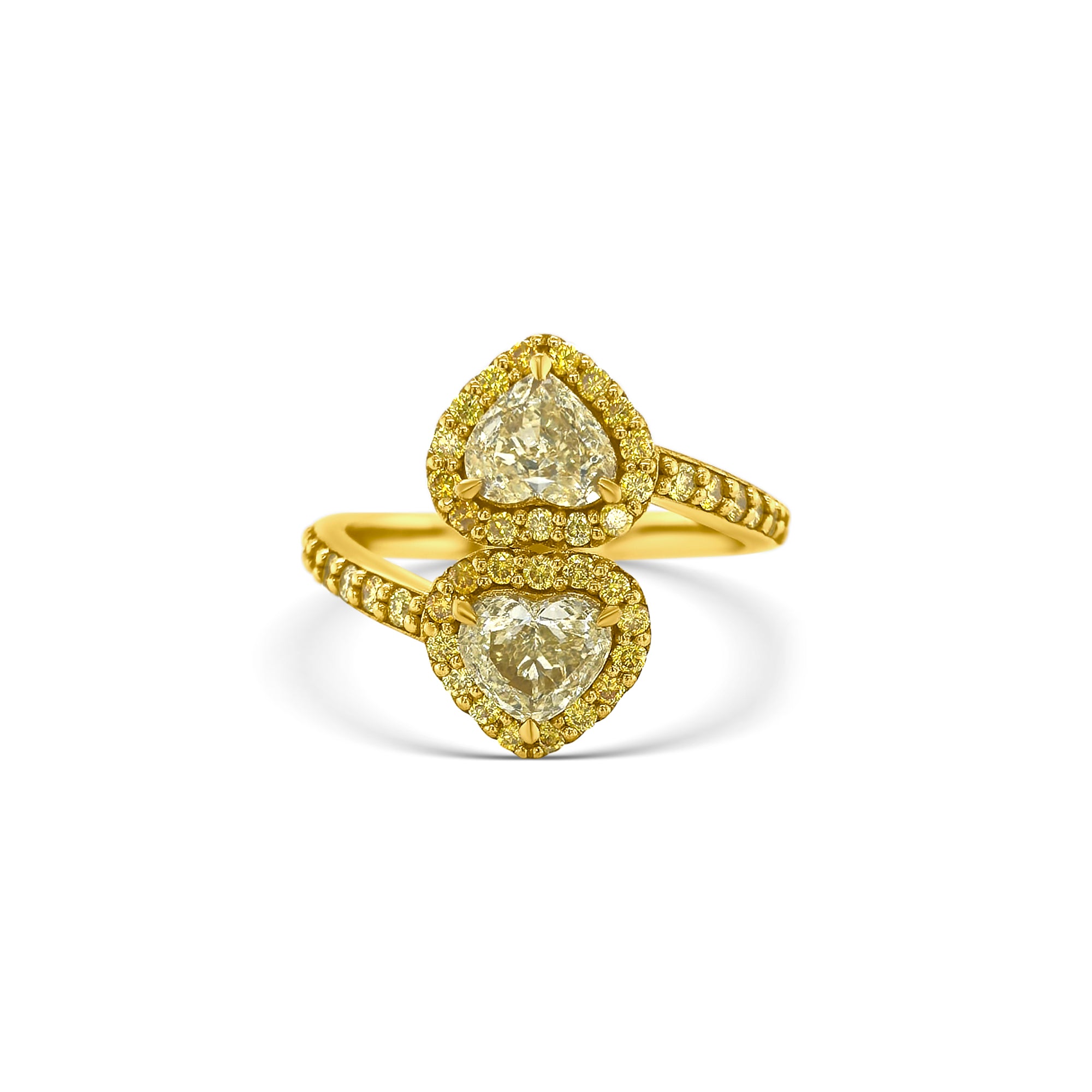 Double Heart Fancy Yellow Diamond Ring