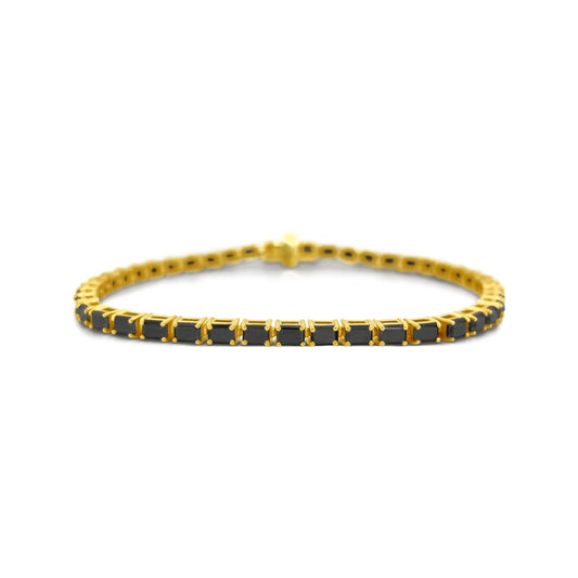 Emerald Cut Black Diamond Tennis Bracelet